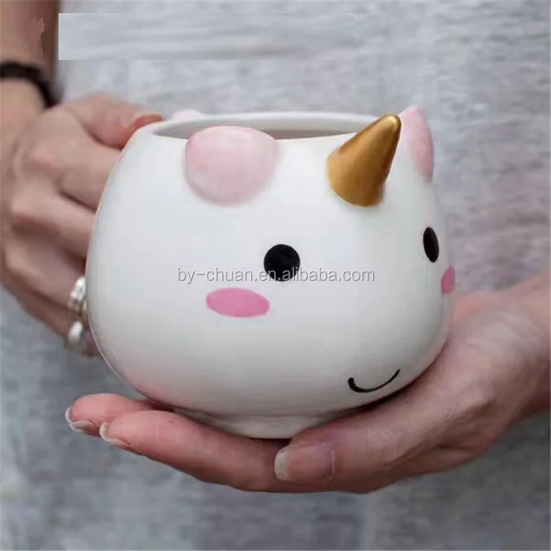Unicorn Mug 300ml Rainbow Horse Cup Cuteness 3D Ceramic Coffee Mug Gold Stereo Cute