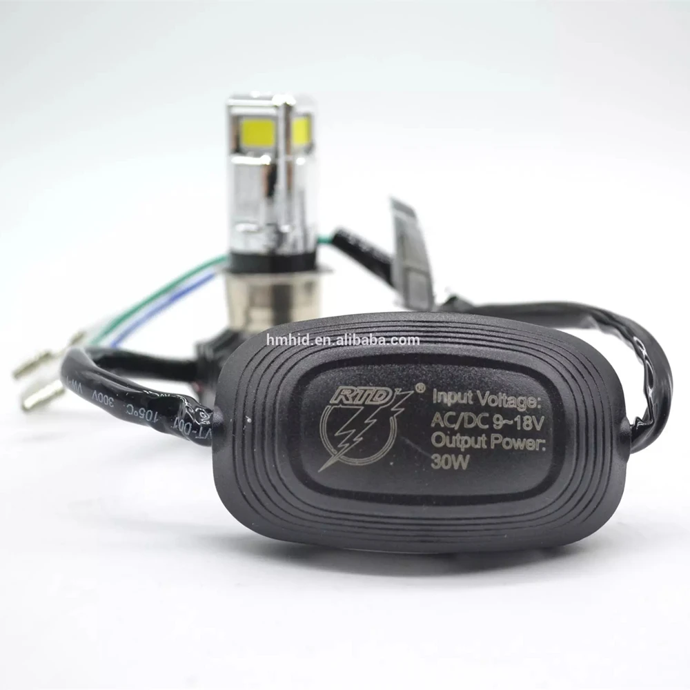 RTD M:02D H4/S2/BA20D/P15D25-1/Spring 3 Sides LED 30W 3000LM Motorcycle LED Headlight Bulb With Fan Cooling