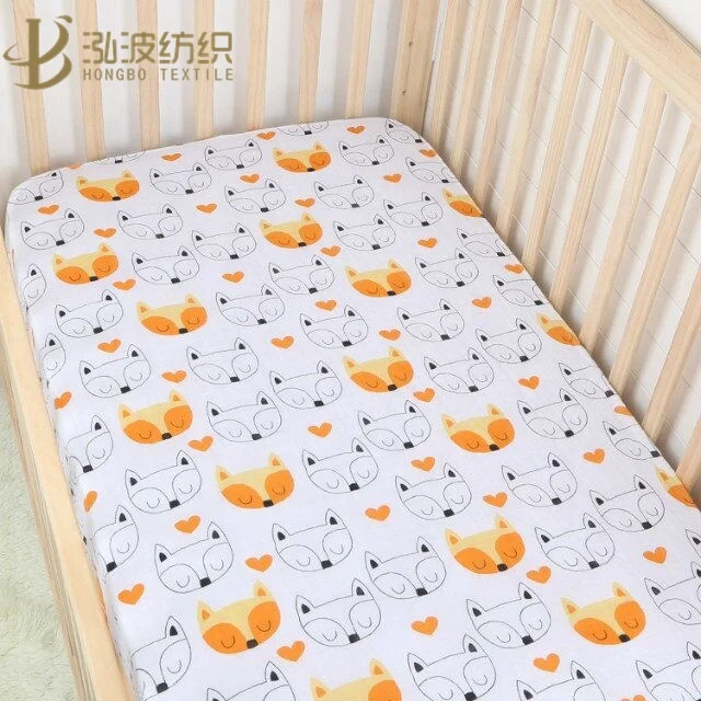 custom organic bamboo cotton muslin material baby crib cot fitted sheet 120cm