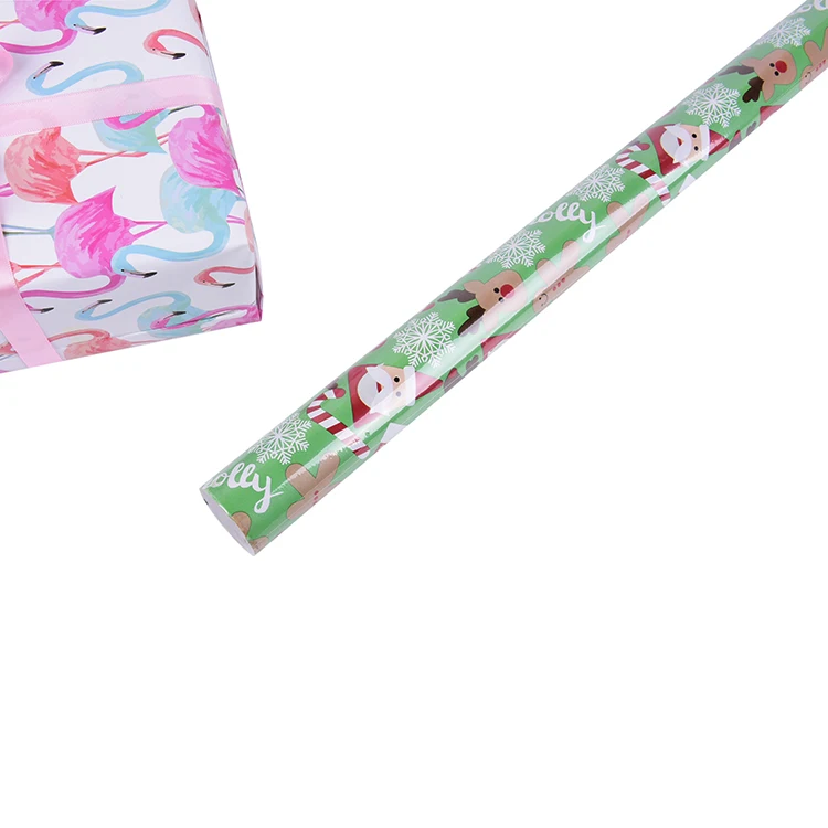 Professional Custom Luxury Fancy Design Christmas Theme Green Printing Gift Wrapping Paper