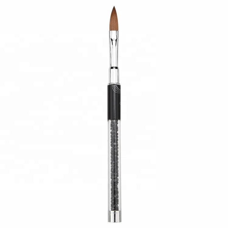 Rhinestone Metal Kolinsky Nail Art Sculpture Carving Brush Sable Acrylic Paint Brush With Cap