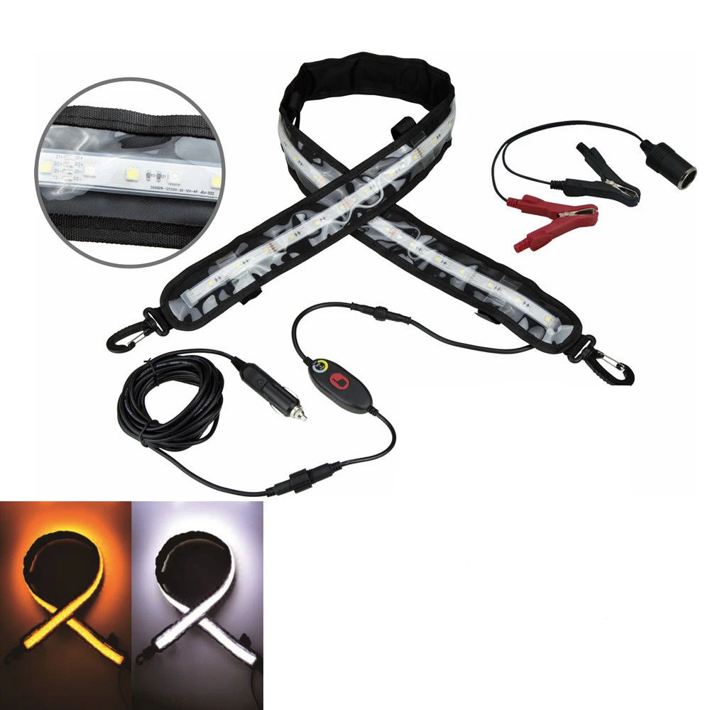 DC12V Waterproof  Dual color Amber + White LED Flexible Camping Strip Light Kit Tent Lighting Bar