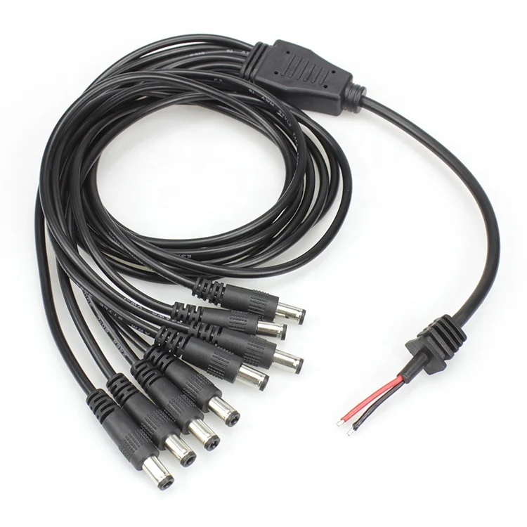 1 to 8 port DC 5.5 dc plug power splitter cable 5.5x2.1mm DC power extension cable customized