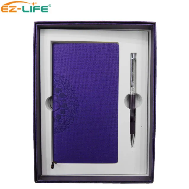 Лидер продаж, высококачественный Изящный подарочный набор, пользовательский блокнот с синей печатью, блокнот и шариковая ручка для канцелярских принадлежностей