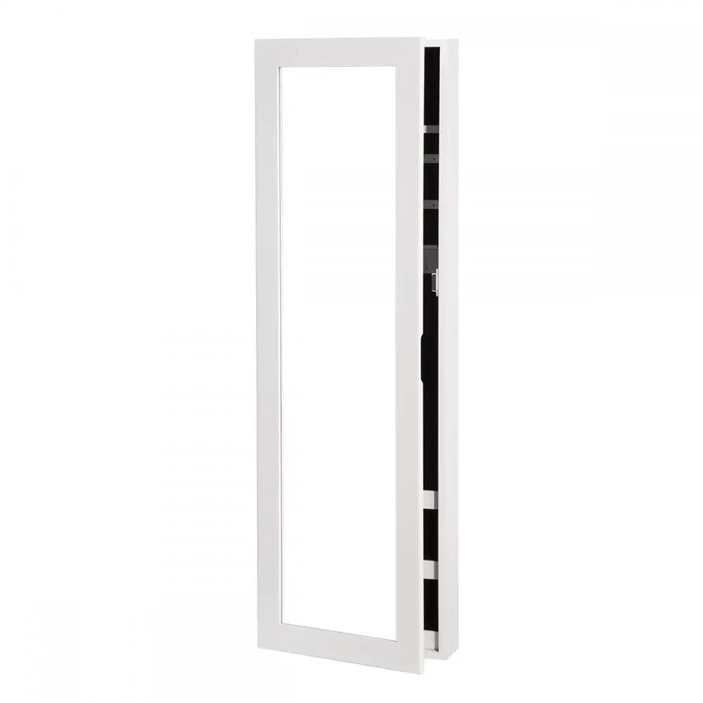 Wooden Wall Mount Cabinet with Lock Jewelry Storage Cabinet with Dressing Mirror