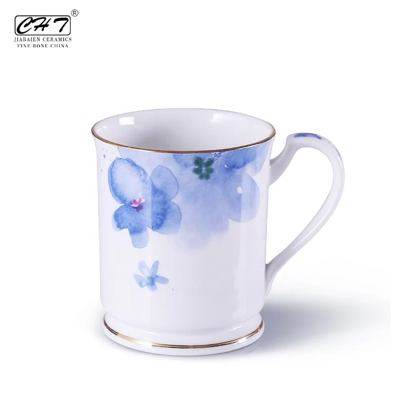Factory direct sale office couple water cup rustic floral porcelain coffee tea mug cup