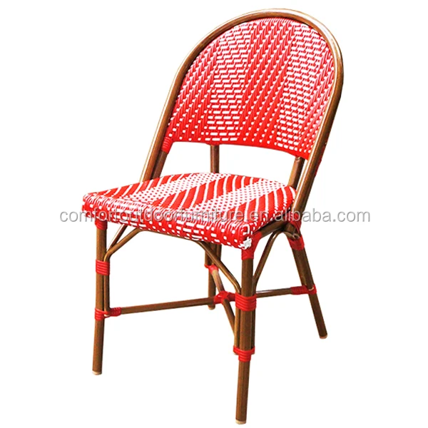 All-weather French Wicker Bistro Chair Red Color
