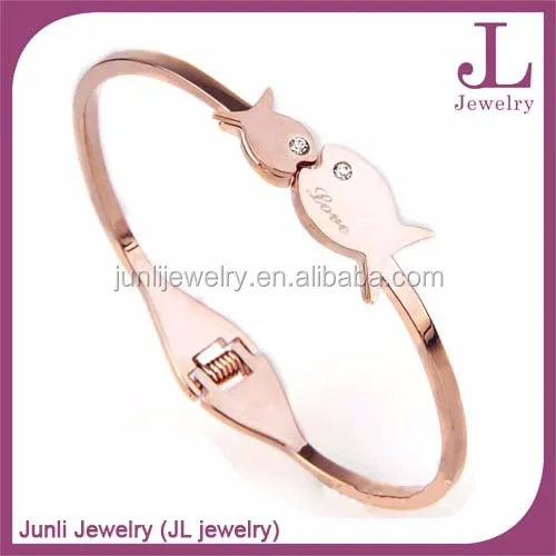 Лучший подарок Валентина целоваться рыб браслет для любителей нержавеющей стали Роуз Позолоченные Браслеты