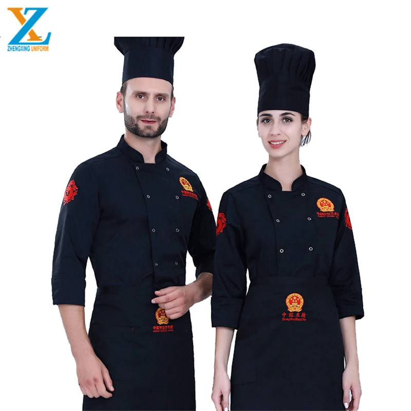 ZXCU-272 Long Sleeve Chef Oem Service Made Of Polycotton Restaurant Uniform Designs