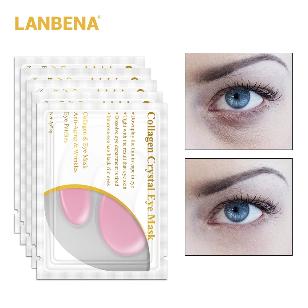 LANBENA 24K Gold Collagen Eye Mask Anti Puffiness Dark Circle Eye Patches Anti-Aging Wrinkle Firming Eyes Care