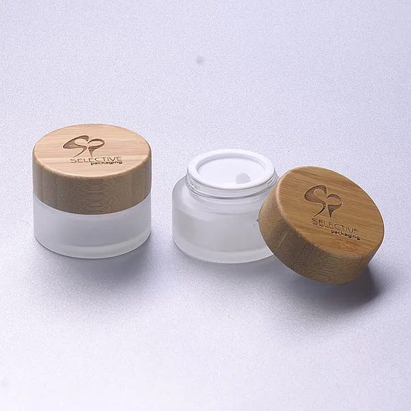 bamboo lid cosmetic glass jar  glass screw top jars