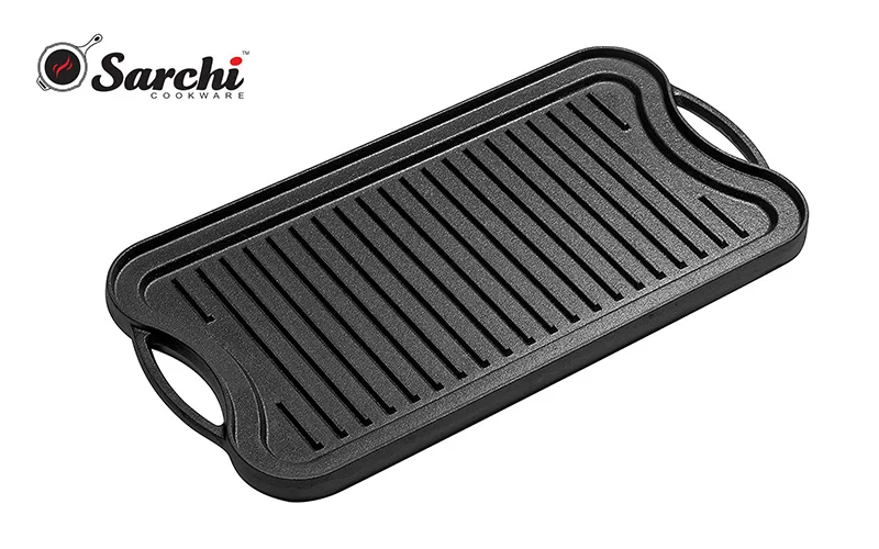 Rectangle 20inch cast iron double sided grill and griddle