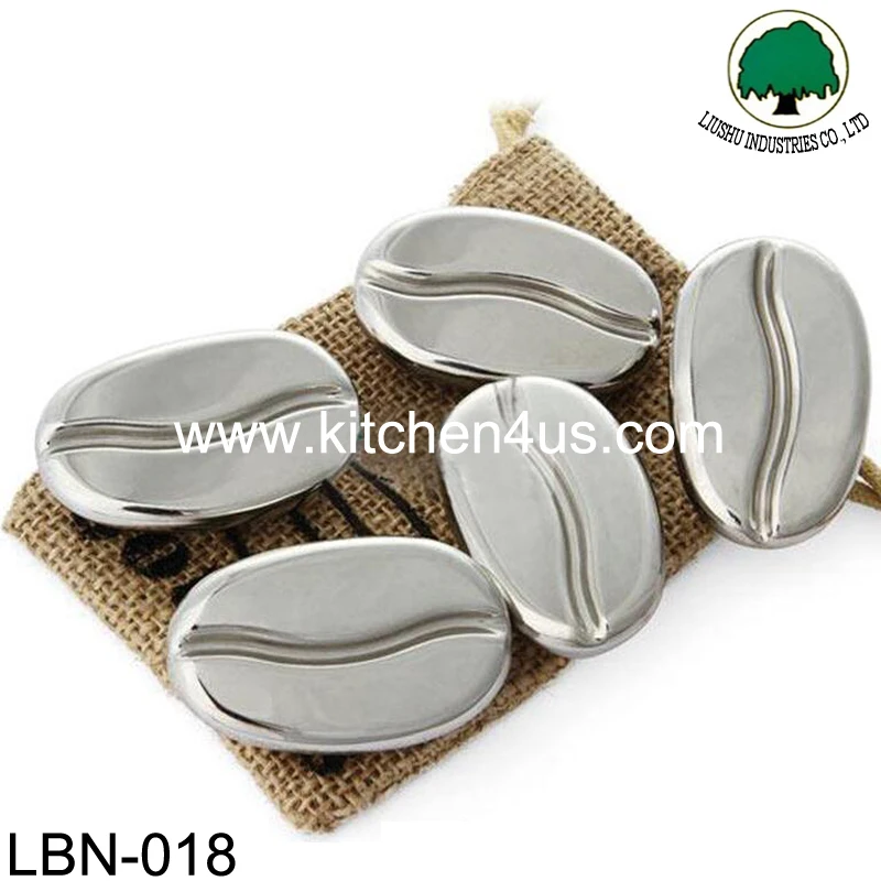 reusable stainless steel ice cube coffee bean shape