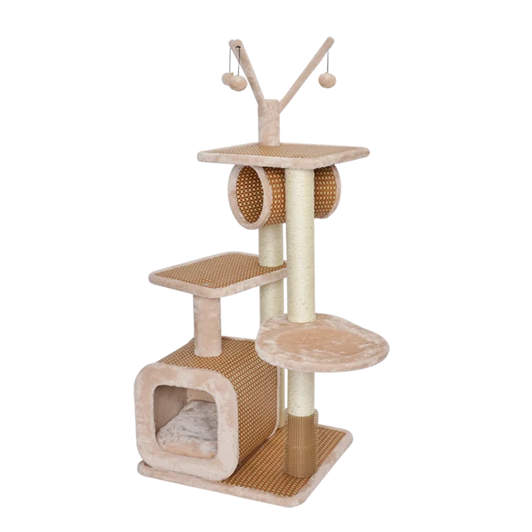 Unique kitty cat play house adjustable cat tree with cradle