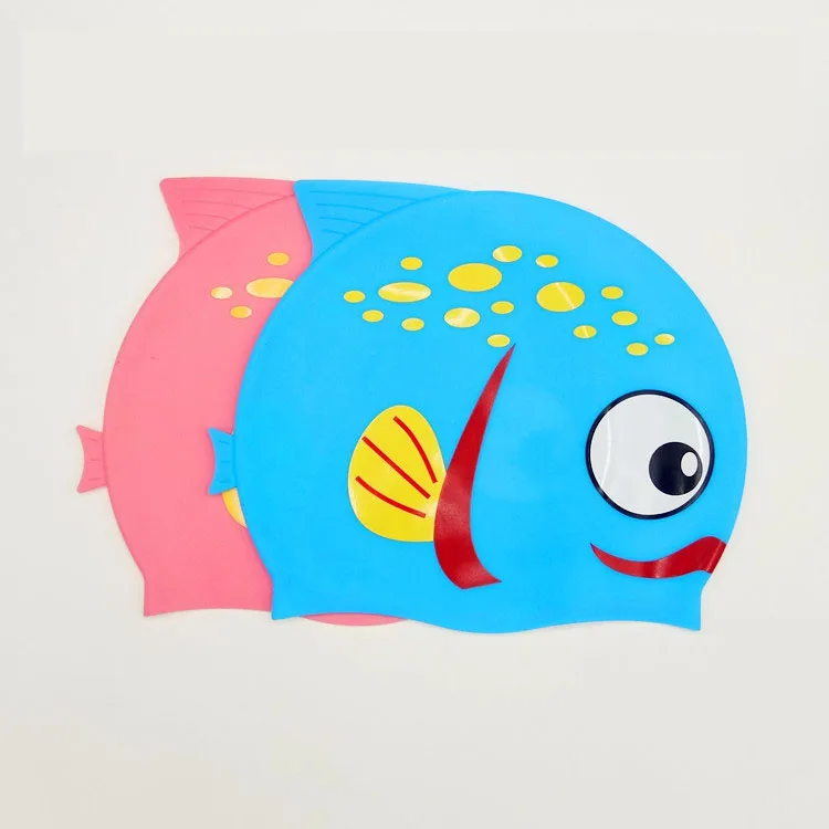
Multi Styles Fish Shape Kids Size Silicone Swim Caps 