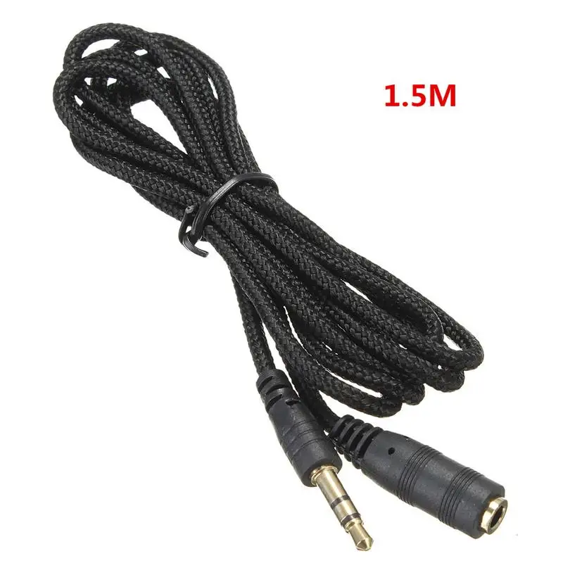 1.5m/2m/3m 3.5mm Jack Female to Male Earphone Headphone Stereo Audio Extension Cable Cord for Speaker Phone Nylon Wire
