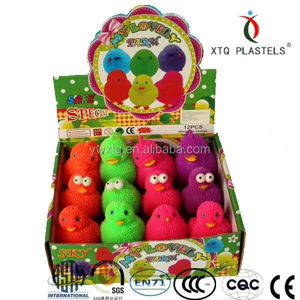 Classic Little Chicken and Duck Flashing Puffer Ball Funny Animal Puffer Toy