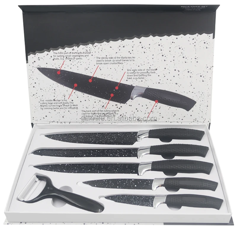 2020 Новый 6 шт. Нескользящая эргономичная ручка антипригарным покрытием лезвия кухонных ножей