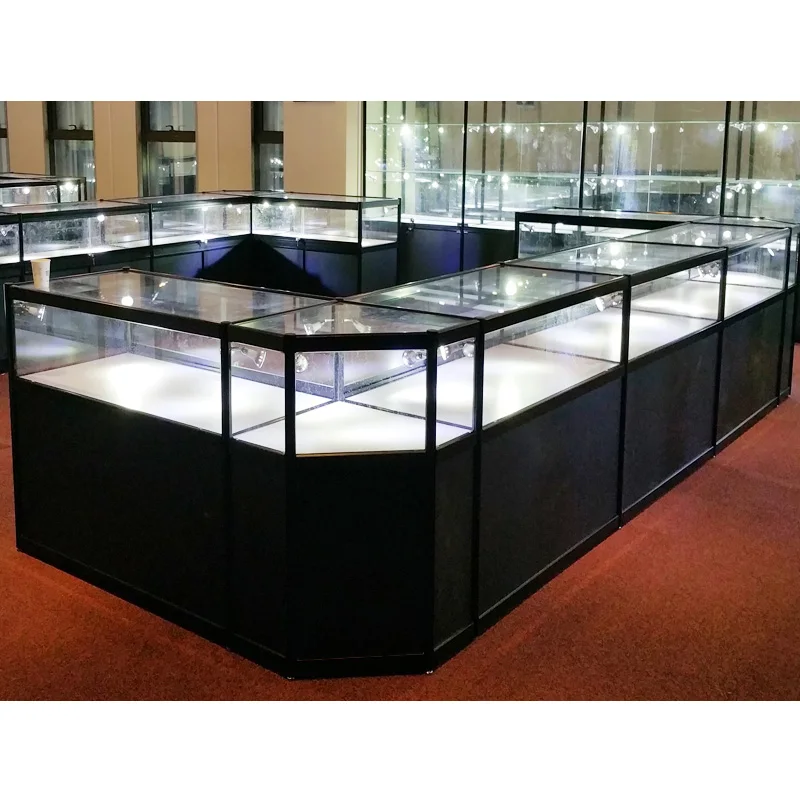 Modern Luxury Wall Store Glass Jewelry Display Showcase For Sale