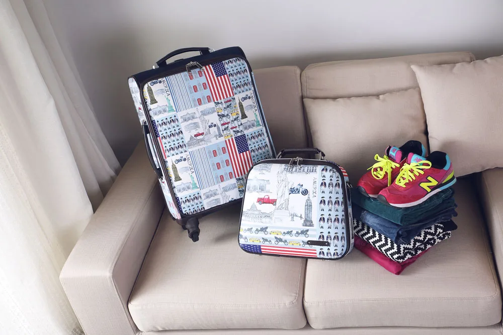 
Wholesale trolley suitcase set makeup bag PU luggage set 