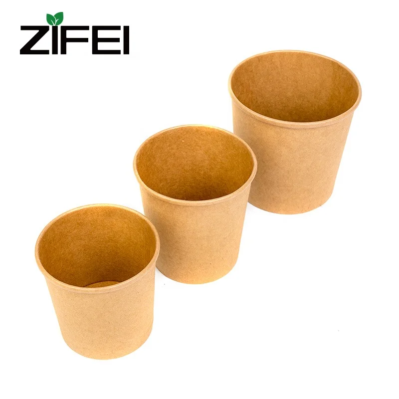 
780ml custom printed disposable take out paper food container kraft paper cup salad soup ice cream cup with lid 