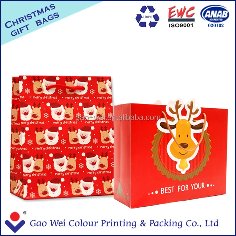 
New christmas custom paper shopping bag with logo printing 