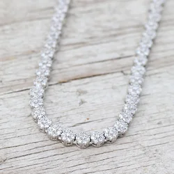 Fashion Jewelry 925 Sterling Silver Diamond Tennis Necklace Choker