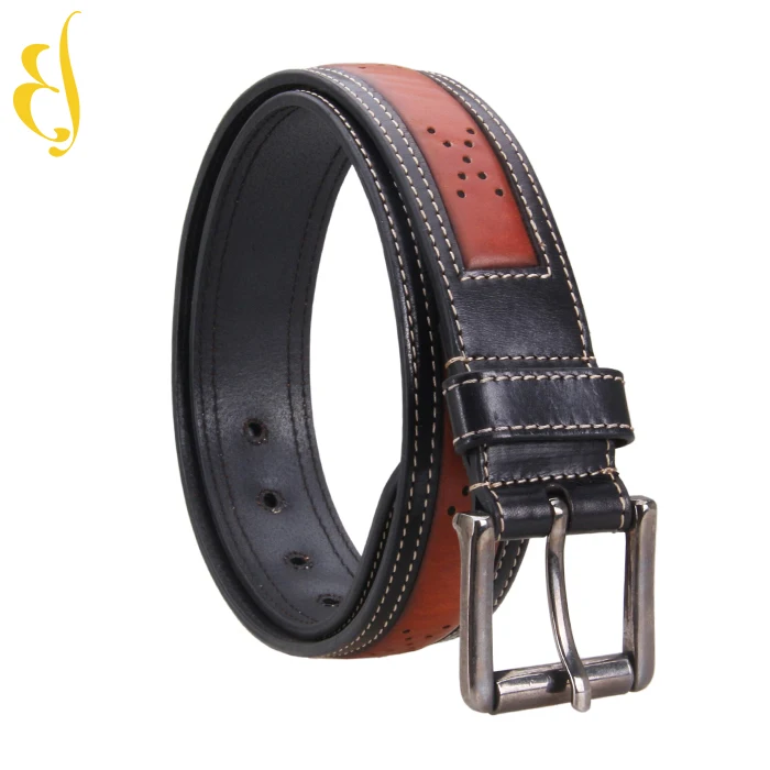 Pin Buckle Custom Logo Mens Luxury Leather Belt Cowboy style personalized perforated mens designer belts