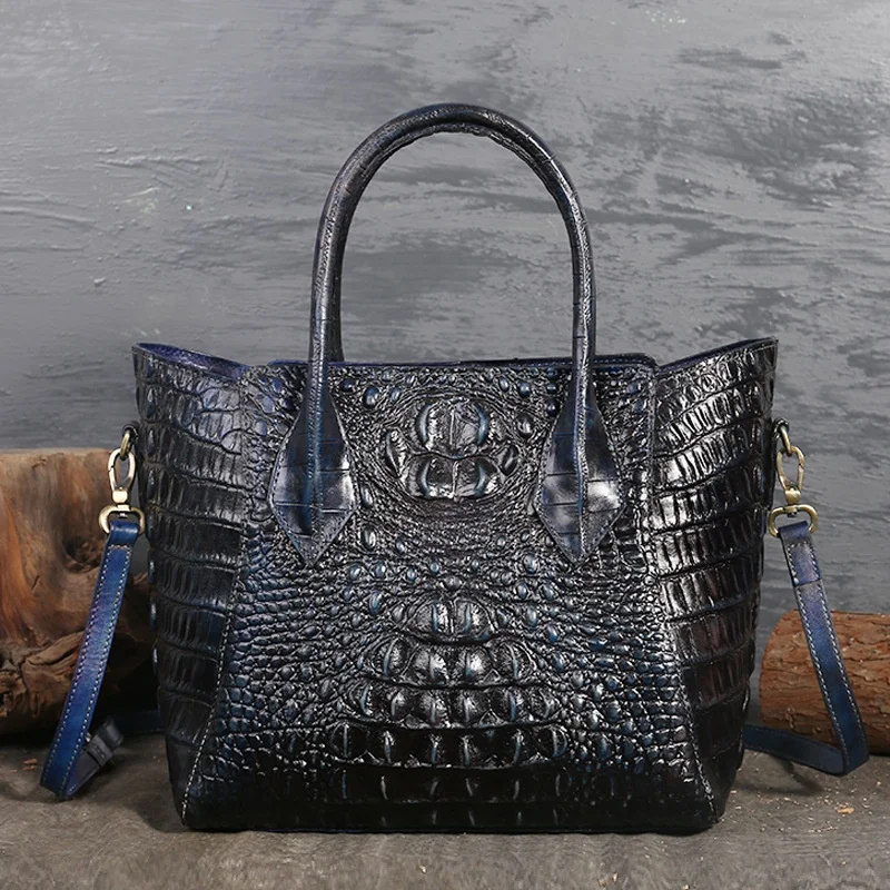 2021 Hot Sales  New Fashion Custom Crocodile Genuine Leather Ladies Tote Bag