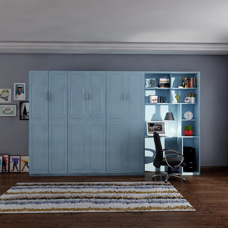 Modern Design Folding Queen Size Wall Beds With Desk And Wardrobe