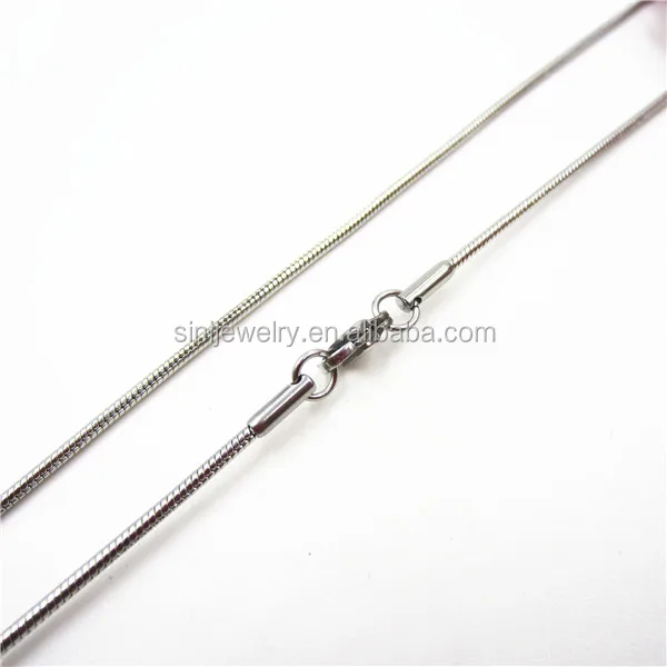 China Fashion Germanium Titanium Beautiful Metal 1.5mm Stainless steel flat snake Round snake chain 22 inch length necklace