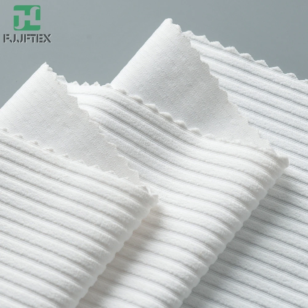 Polyamide 80% Thick Rib Knit Elastane Fabric For Sweaters