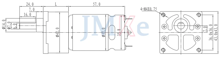 JMKE 42mm 24v Dc Eccentric Shaft Square Cover Gear Motor