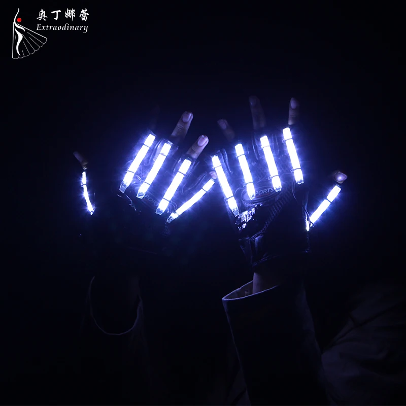 Party Supplies LED Hip Hop Costumes Glove Prop Night Light Glove for Halloween led costume