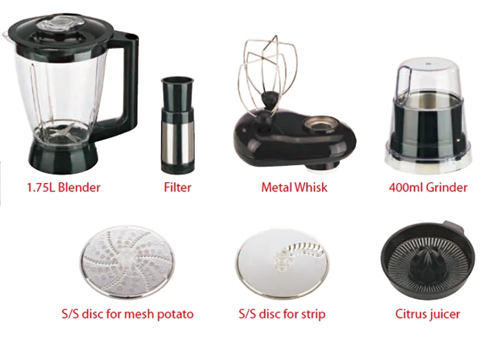 food processor multi function food processor 600W motor 2 speeds and Pulse 1200ml plastic bowl