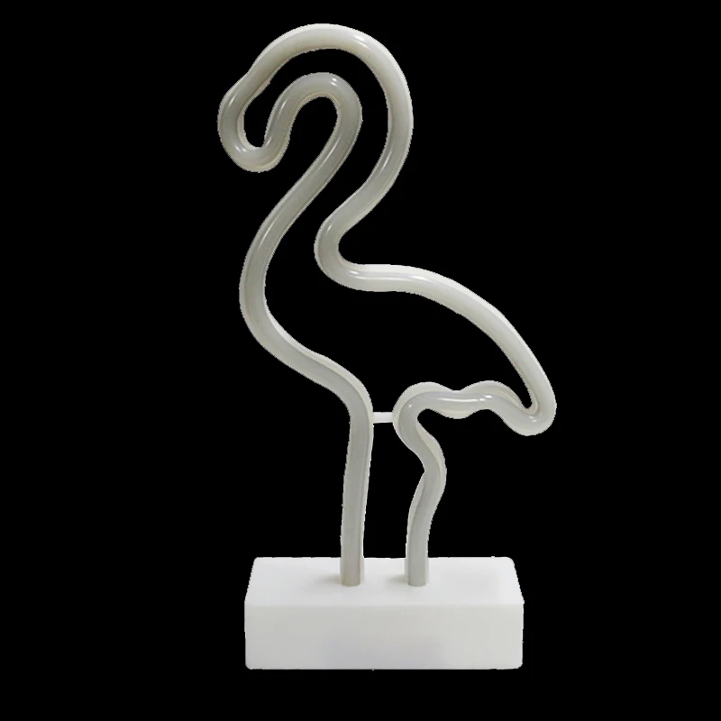 diy 3d pink flamingo plastic led custom neon light bedroom decor