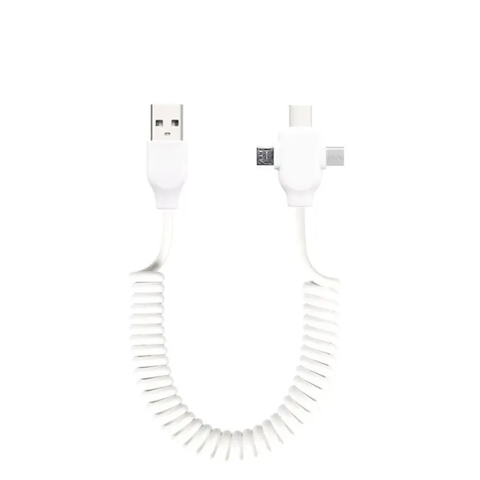  Высококачественный гибкий пружинный USB-кабель 3 в 1 для зарядки и передачи