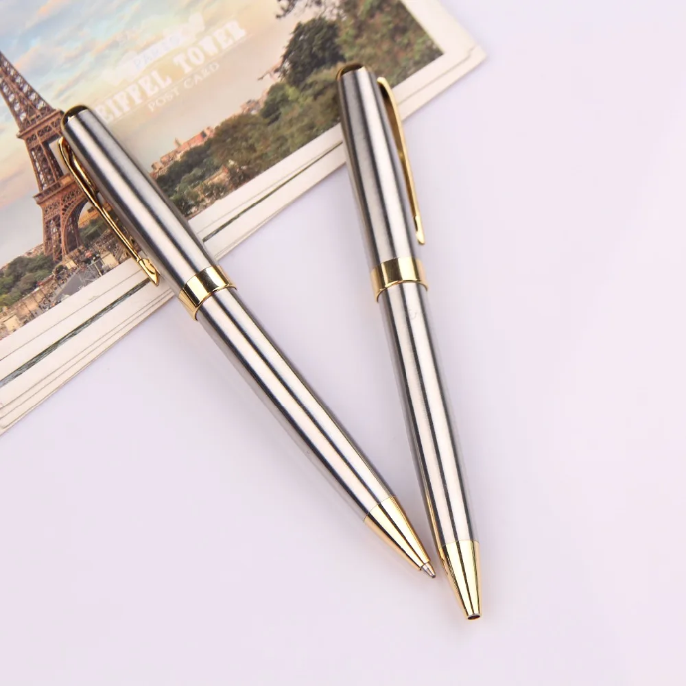 Business promotional silver  color metal  ballpoint pen metal gift pen with clip
