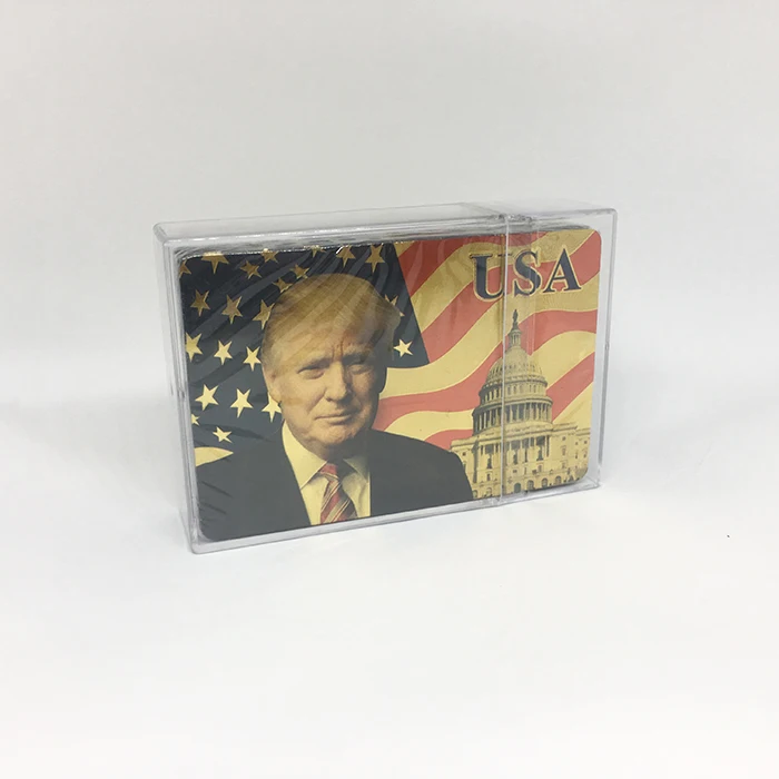 
GS-18151 PET Gold Plated Trump Pattern Playing Cards W/ Clear Plastic Box 
