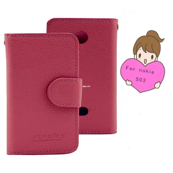 цена по прейскуранту завода!!! малого moq дичи зерна коёаный бумаёник флип случае для nokia аша 503