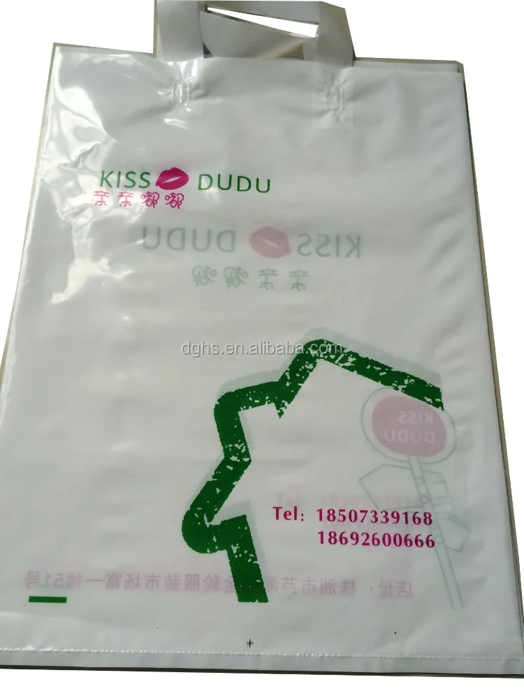 Glossy Soft Loop Plastic Handle Bags /merchandise bags for shopping