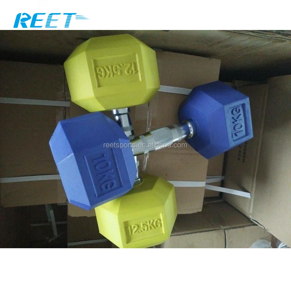 Color Custom Rubber Hex Dumbbell