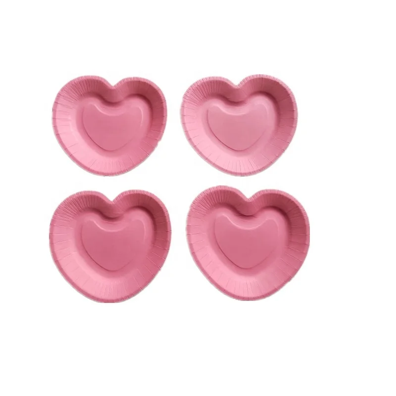 Япония качество бусины в форме сердца 7 дюймов бумажная тарелка розовый по производству бумажных тарелок