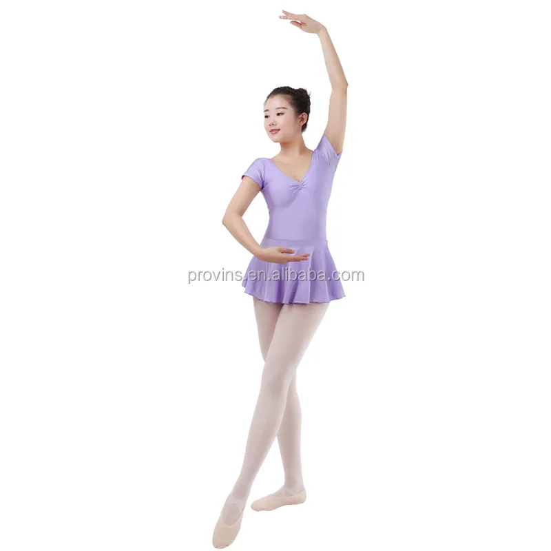 Hot Sale Girls Short Sleeve Dress Adult Ballet Training Skirted leotards