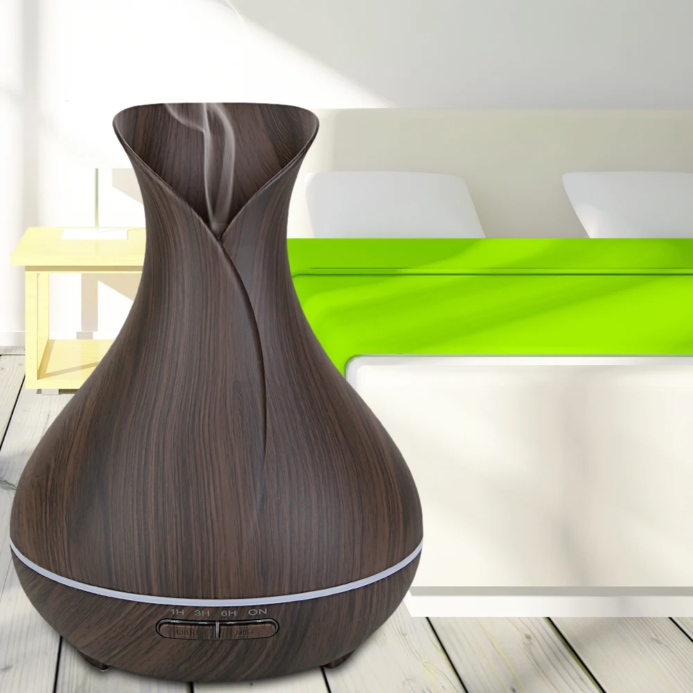 China Wholesale Dark Wood Grain Vase Electric Fragrance Home Mini Aromatherapy Scent Air Essential Oil Aroma Diffusers