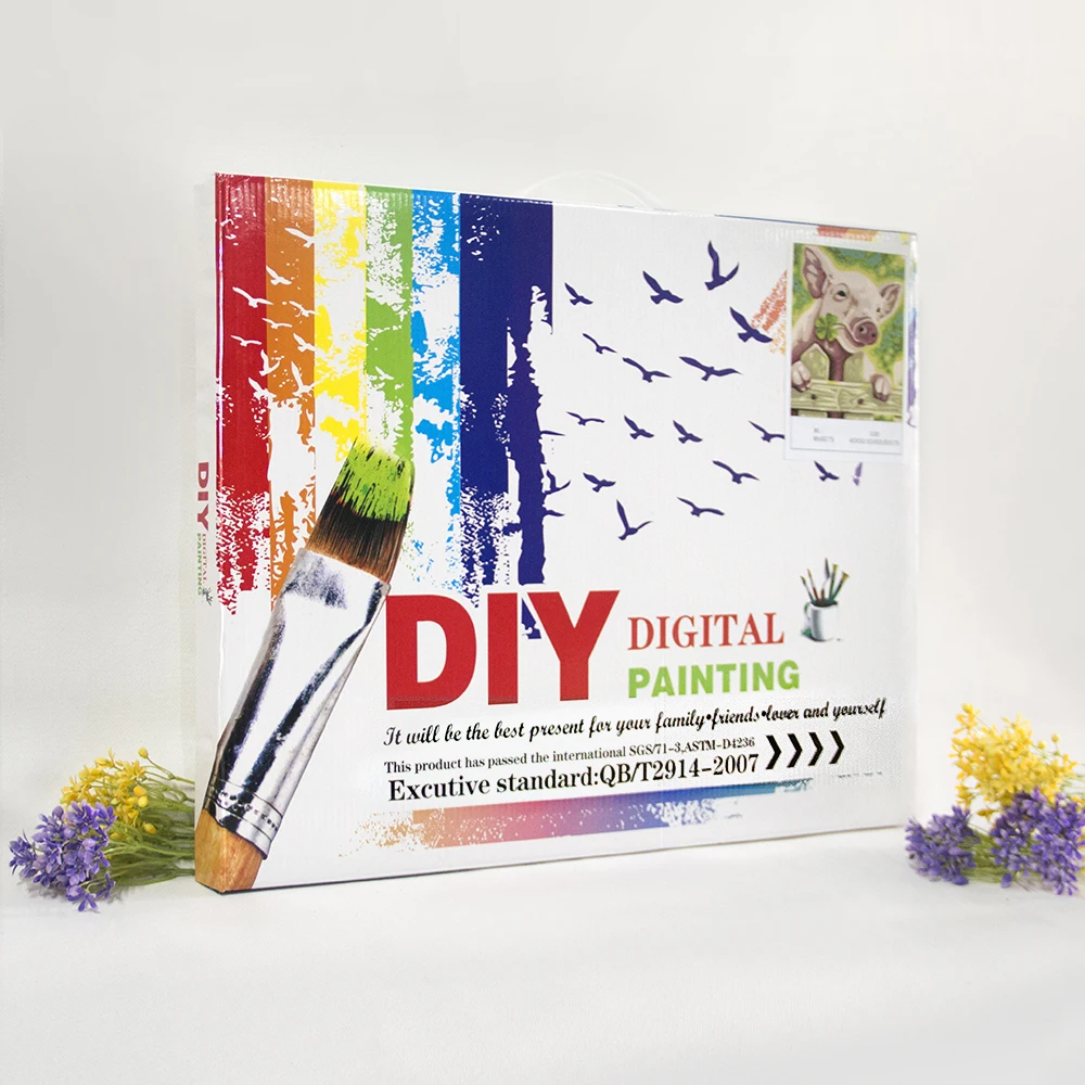 White bowl with yellow daisies paint by numbers kit framed digital painting