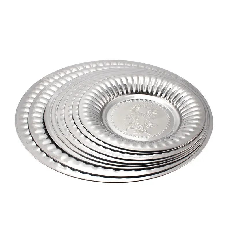 
Alibaba China Supplier Stainless Steel Round Tray Plate Charger Dinner Dishes 