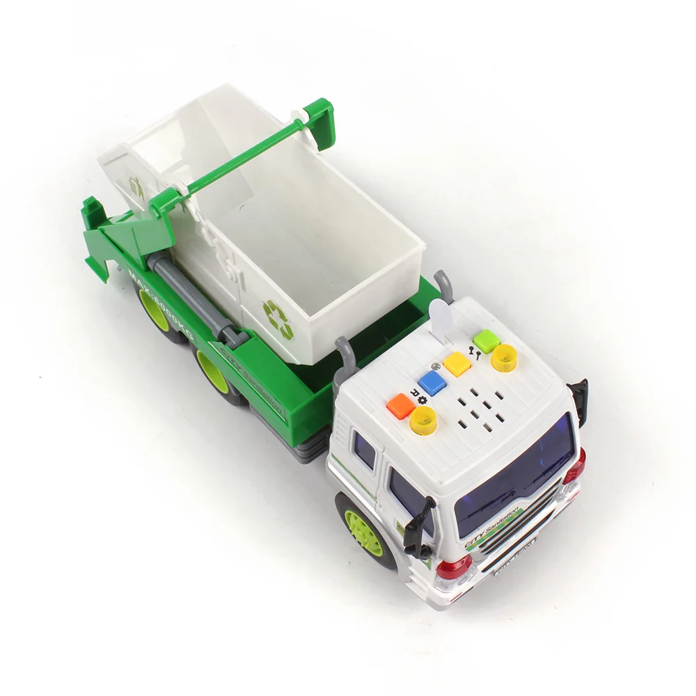 New Plastic Kids Friction Powered Recycling Garbage Toy Truck with Light and music