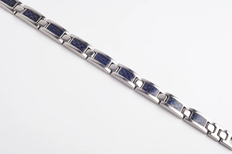 New Designs Blue Canbon Germanium Bio Magnetic Stainless Steel Titanium Bracelet For Men