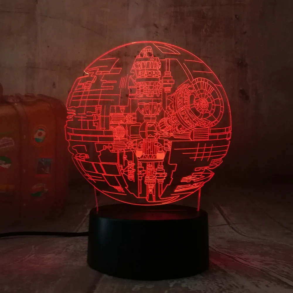Remote Control Death Star 3D LED Night Light 7 Color Sleep Table Lamb Luminaria Decoration Holiday Kids Gifts Toy Home Decor